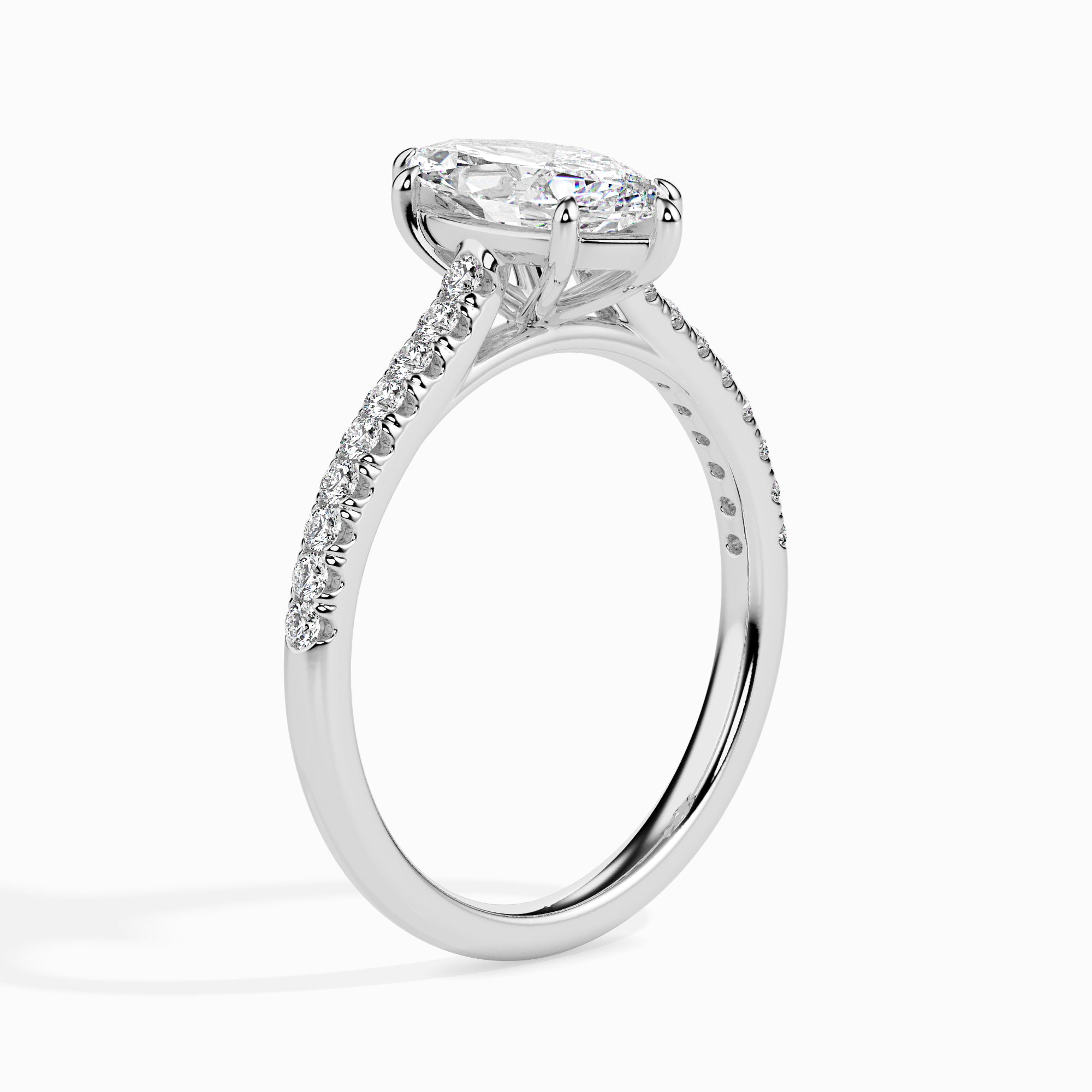 30-Pointer Marquise Cut Solitaire Diamond Shank Platinum Ring JL PT 19019   Jewelove.US