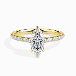 50-Pointer Marquise Cut Solitaire Diamond Shank 18K Yellow Gold Ring JL AU 19019Y-A