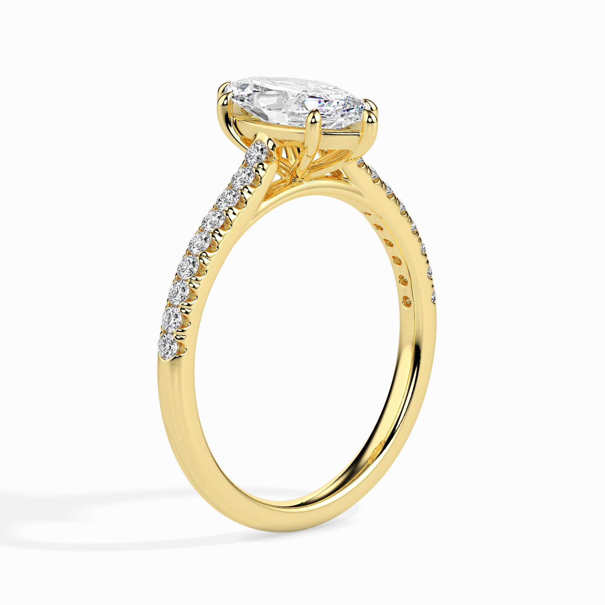 50-Pointer Marquise Cut Solitaire Diamond Shank 18K Yellow Gold Ring JL AU 19019Y-A