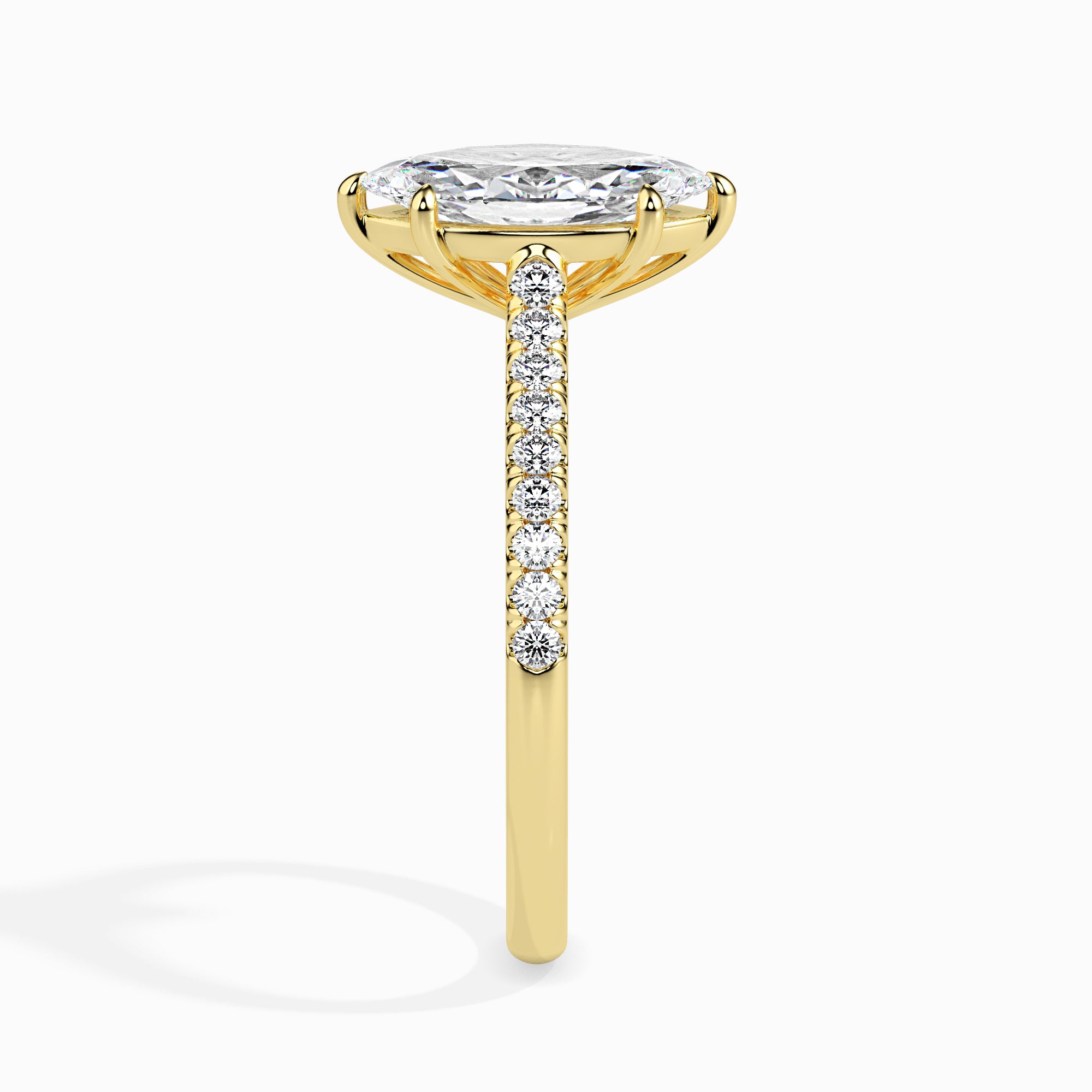 70-Pointer Marquise Cut Solitaire Diamond Shank 18K Yellow Gold Ring JL AU 19019Y-B   Jewelove.US