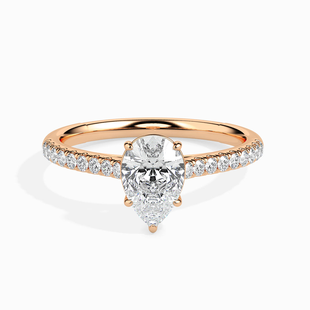 70-Pointer Pear Cut Solitaire Diamond Shank 18K Rose Gold Ring JL AU 19020R-B   Jewelove.US