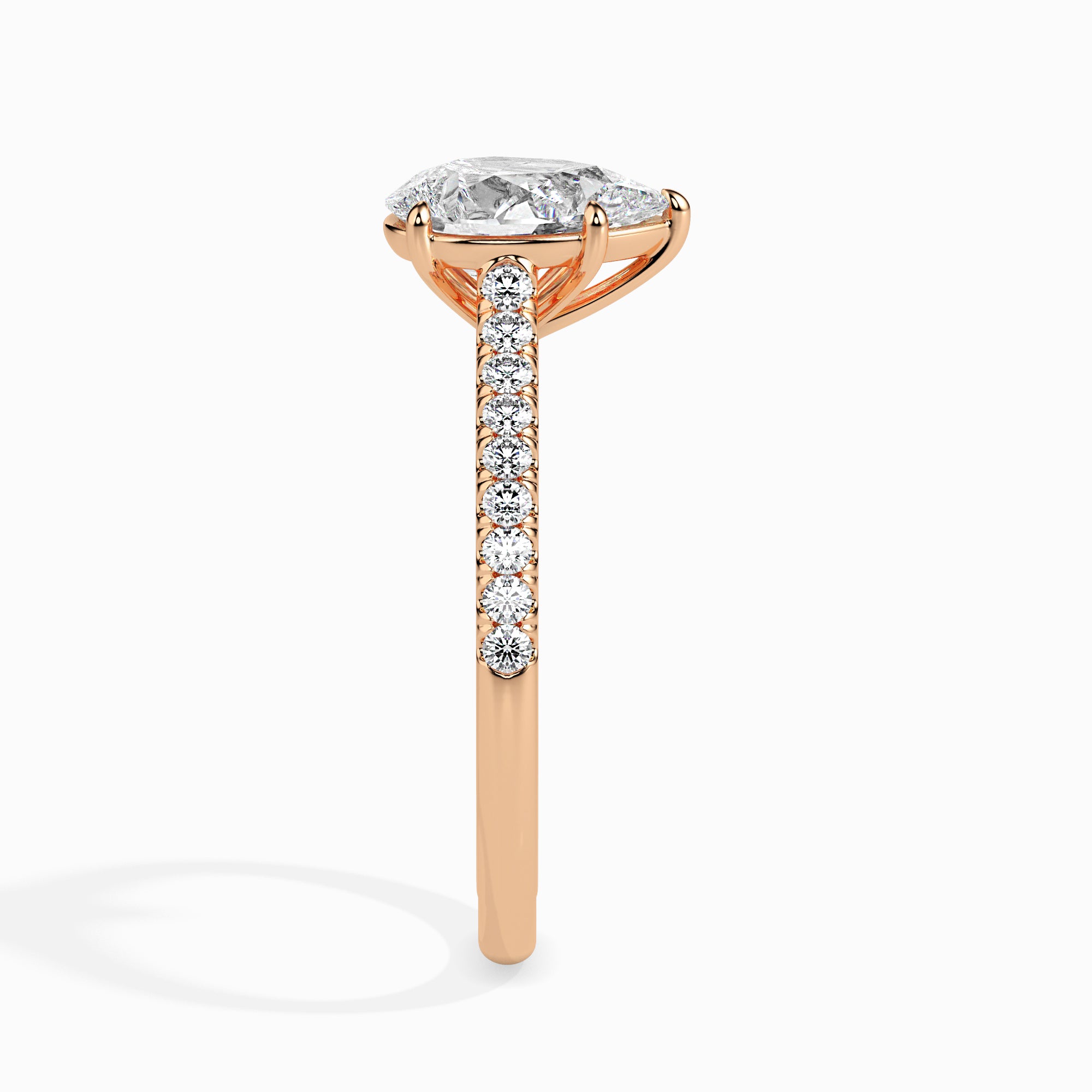 50-Pointer Pear Cut Solitaire Diamond Shank 18K Rose Gold Ring JL AU 19020R-A   Jewelove.US