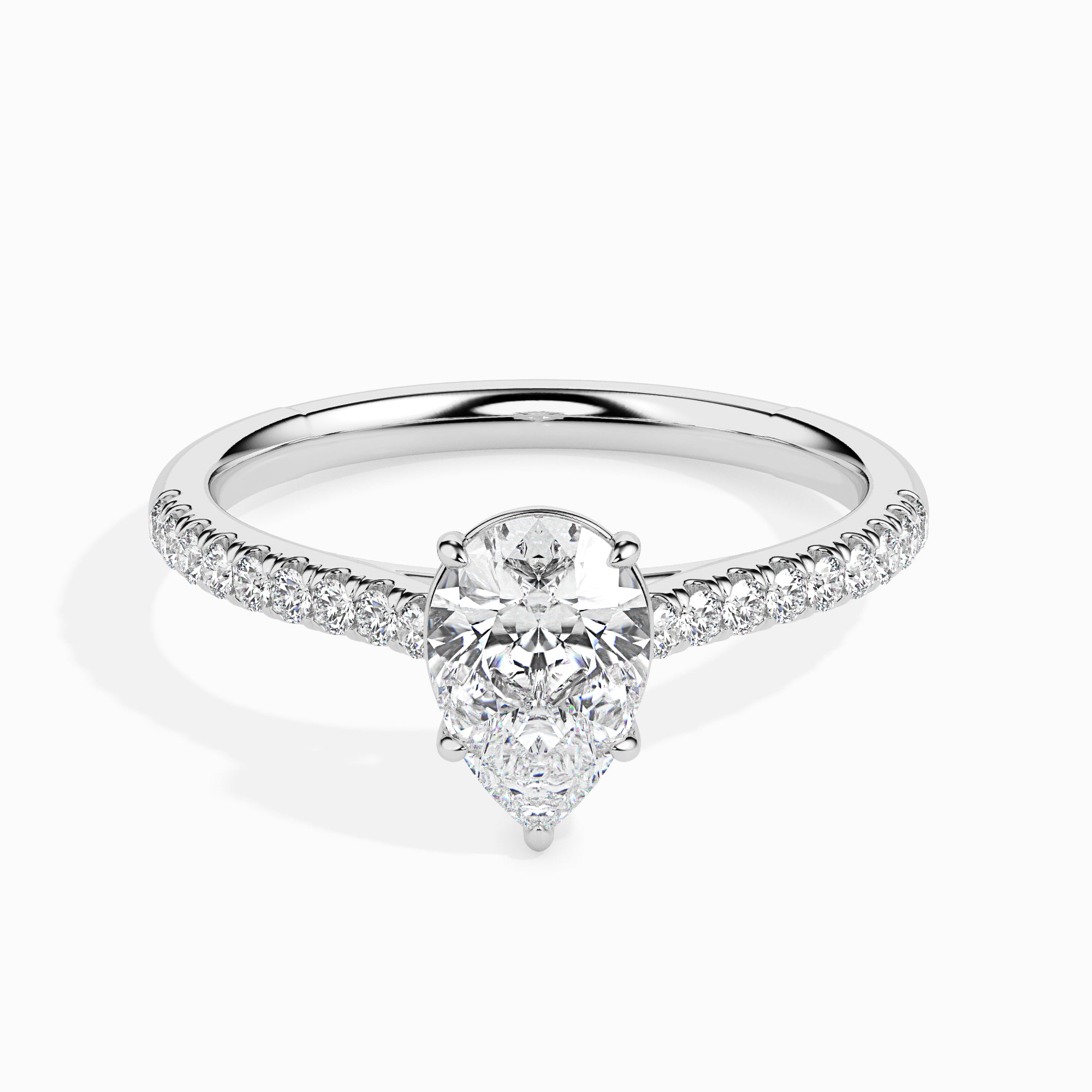 70-Pointer Pear Cut Solitaire Diamond Shank Platinum Ring JL PT 19020-B   Jewelove.US