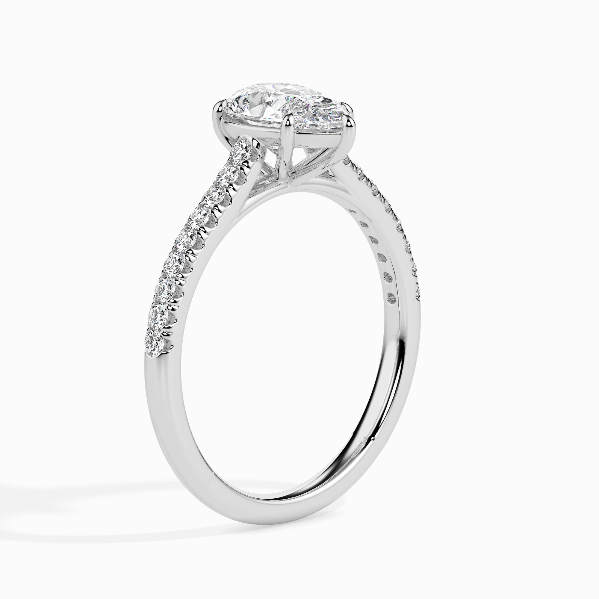 50-Pointer Pear Cut Solitaire Diamond Shank Platinum Ring JL PT 19020-A