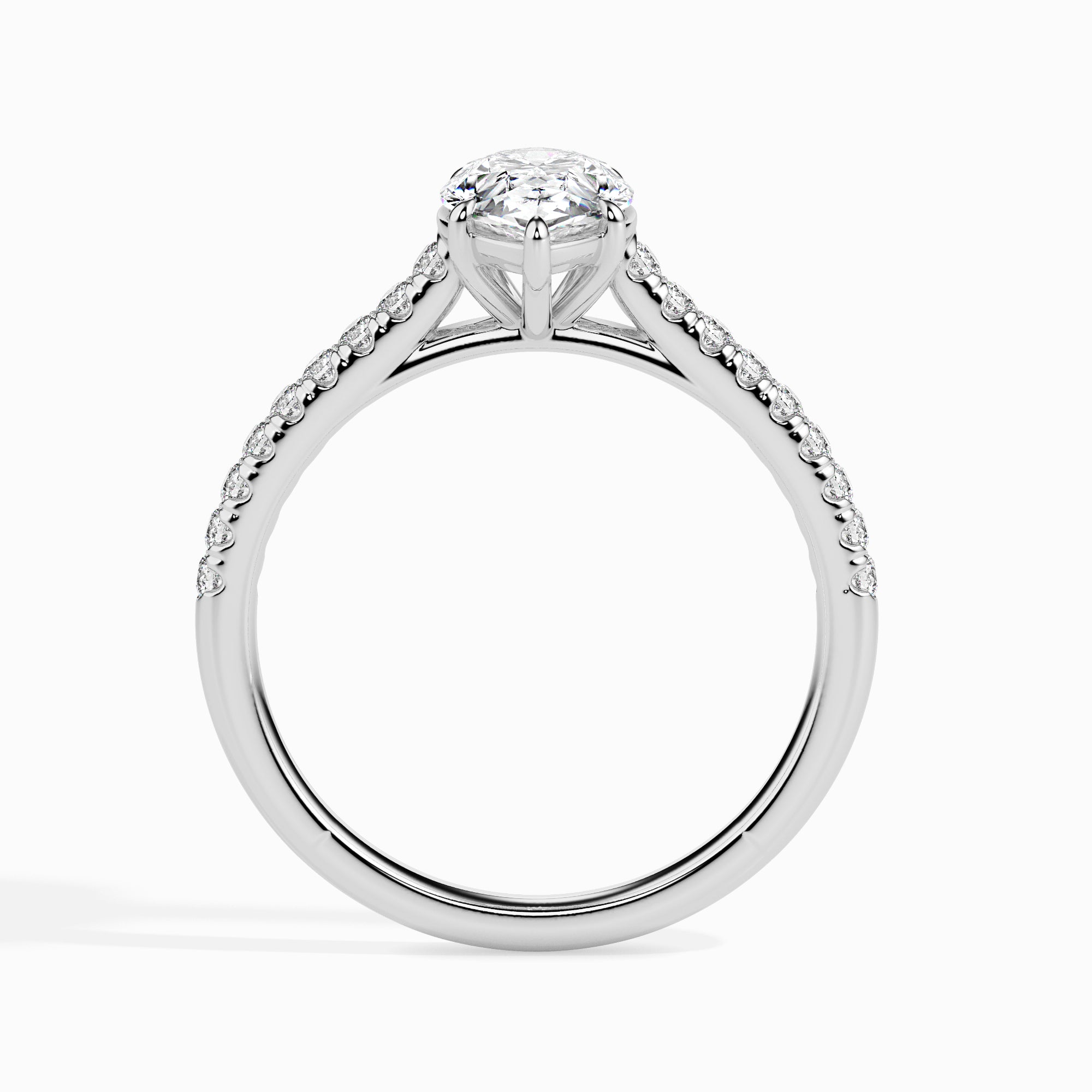 70-Pointer Pear Cut Solitaire Diamond Shank Platinum Ring JL PT 19020-B   Jewelove.US