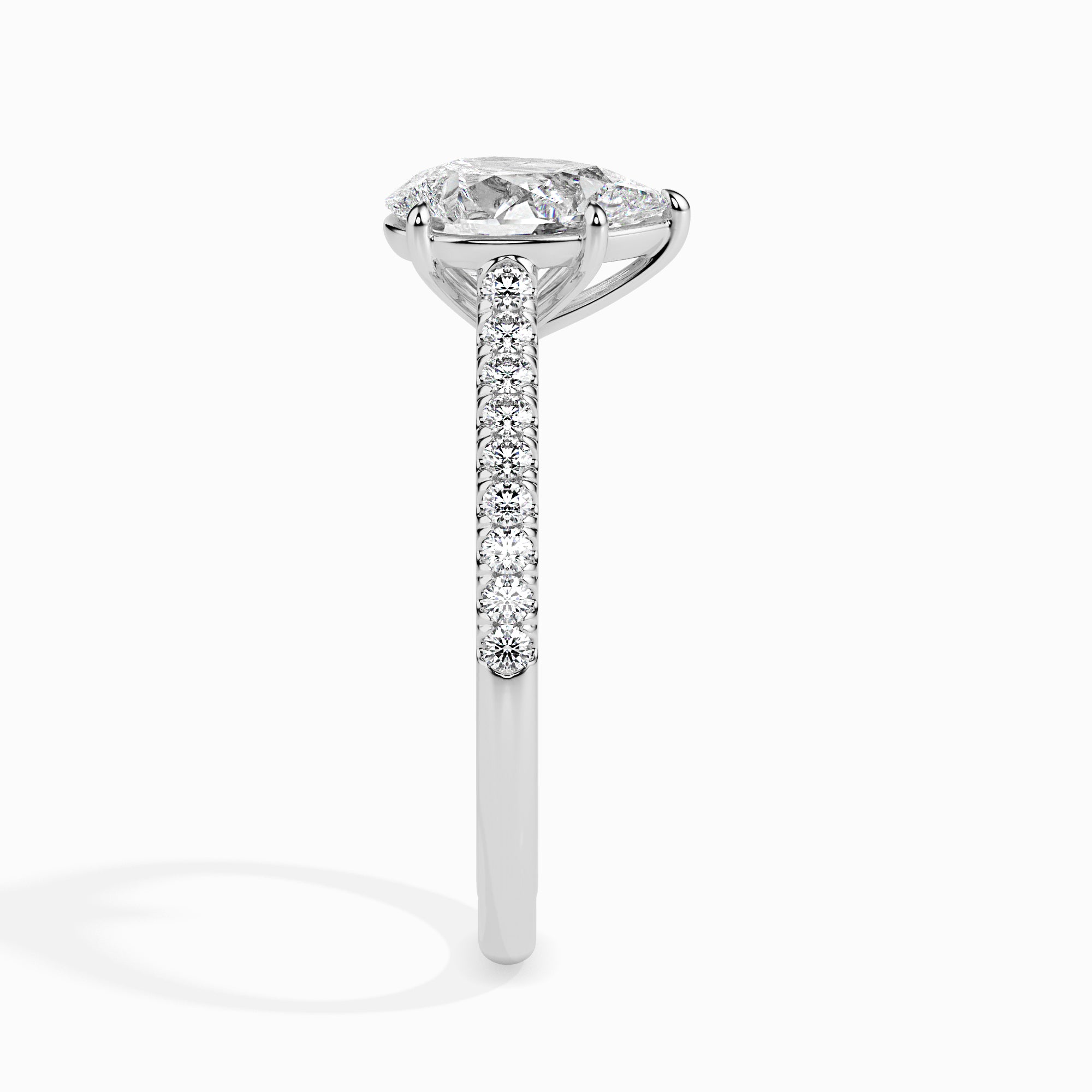 50-Pointer Pear Cut Solitaire Diamond Shank Platinum Ring JL PT 19020-A