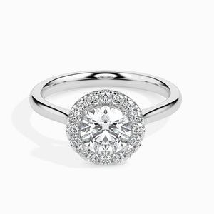 30-Pointer Solitaire Halo Diamond Shank Platinum Ring JL PT 19021