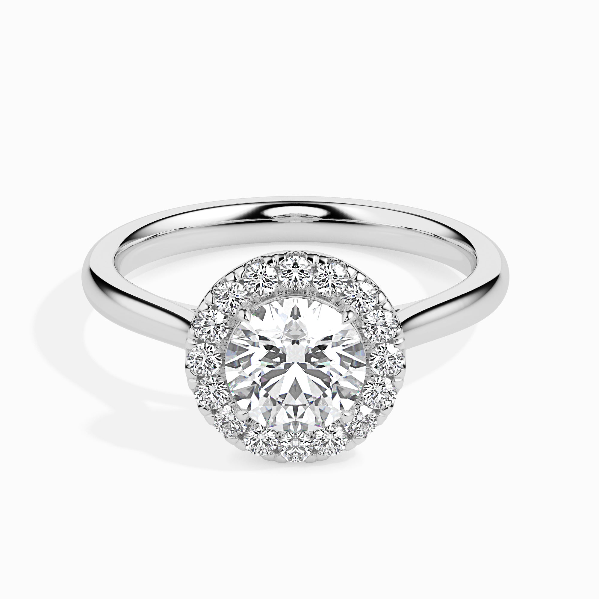 1-Carat Solitaire Halo Diamond Shank Platinum Ring JL PT 19021-C   Jewelove.US