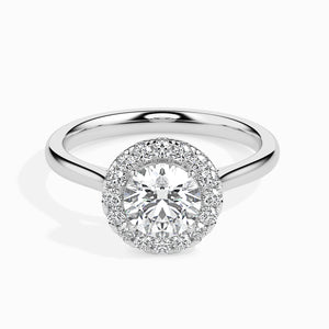 50-Pointer Solitaire Halo Diamond Shank Platinum Ring JL PT 19021-A