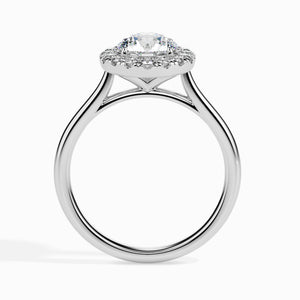30-Pointer Solitaire Halo Diamond Shank Platinum Ring JL PT 19021