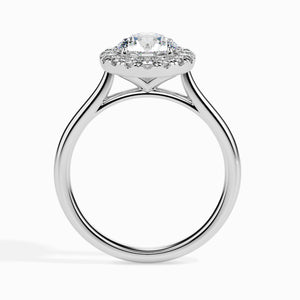 50-Pointer Solitaire Halo Diamond Shank Platinum Ring JL PT 19021-A