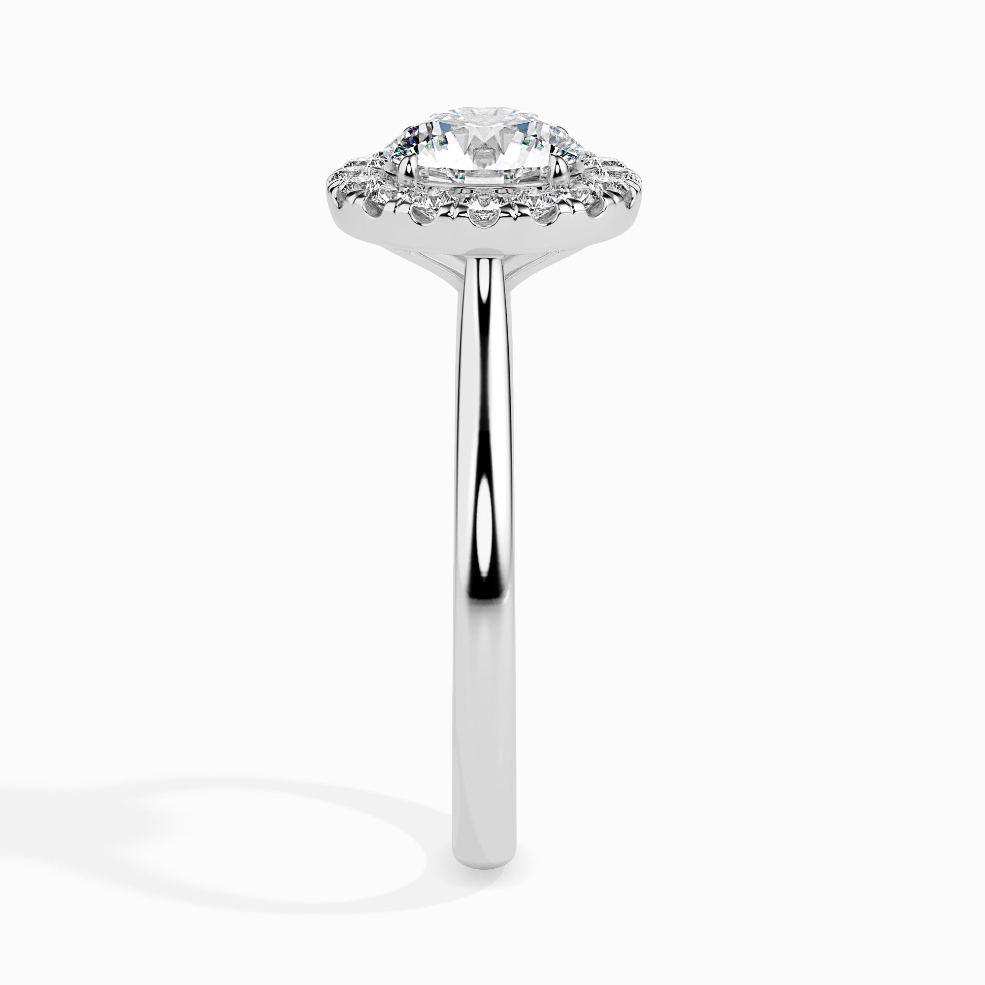 50-Pointer Solitaire Halo Diamond Shank Platinum Ring JL PT 19021-A   Jewelove.US