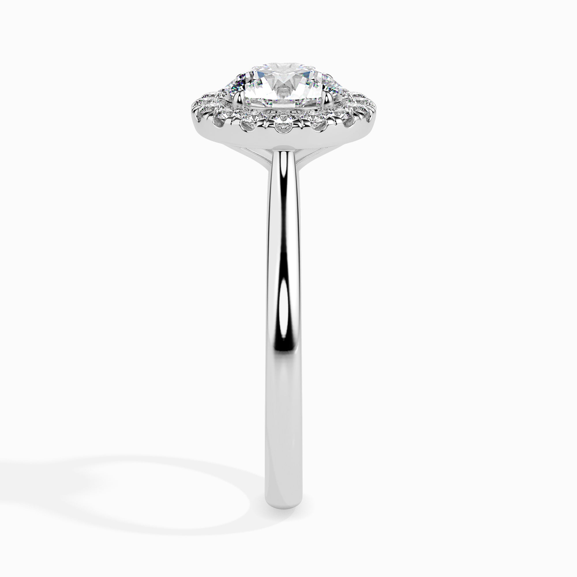 70-Pointer Solitaire Halo Diamond Shank Platinum Ring JL PT 19021-B