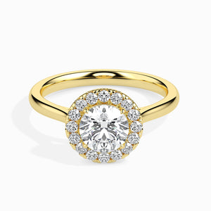 70-Pointer Solitaire Halo Diamond Shank 18K Yellow Gold Ring JL AU 19021Y-B