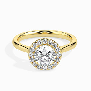 50-Pointer Lab Grown Solitaire Halo Diamond Shank 18K Yellow Gold Ring JL AU LG G 19021Y