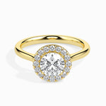 Load image into Gallery viewer, 70-Pointer Lab Grown Solitaire Halo Diamond Shank 18K Yellow Gold Ring JL AU LG G 19021Y-A
