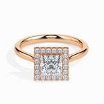 Load image into Gallery viewer, 50-Pointer Princess Cut Solitaire Square Halo Diamond 18K Rose Gold Ring JL AU 19022R-A   Jewelove.US
