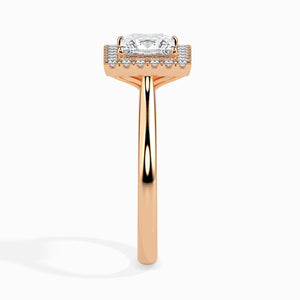 50-Pointer Princess Cut Solitaire Square Halo Diamond 18K Rose Gold Ring JL AU 19022R-A   Jewelove.US