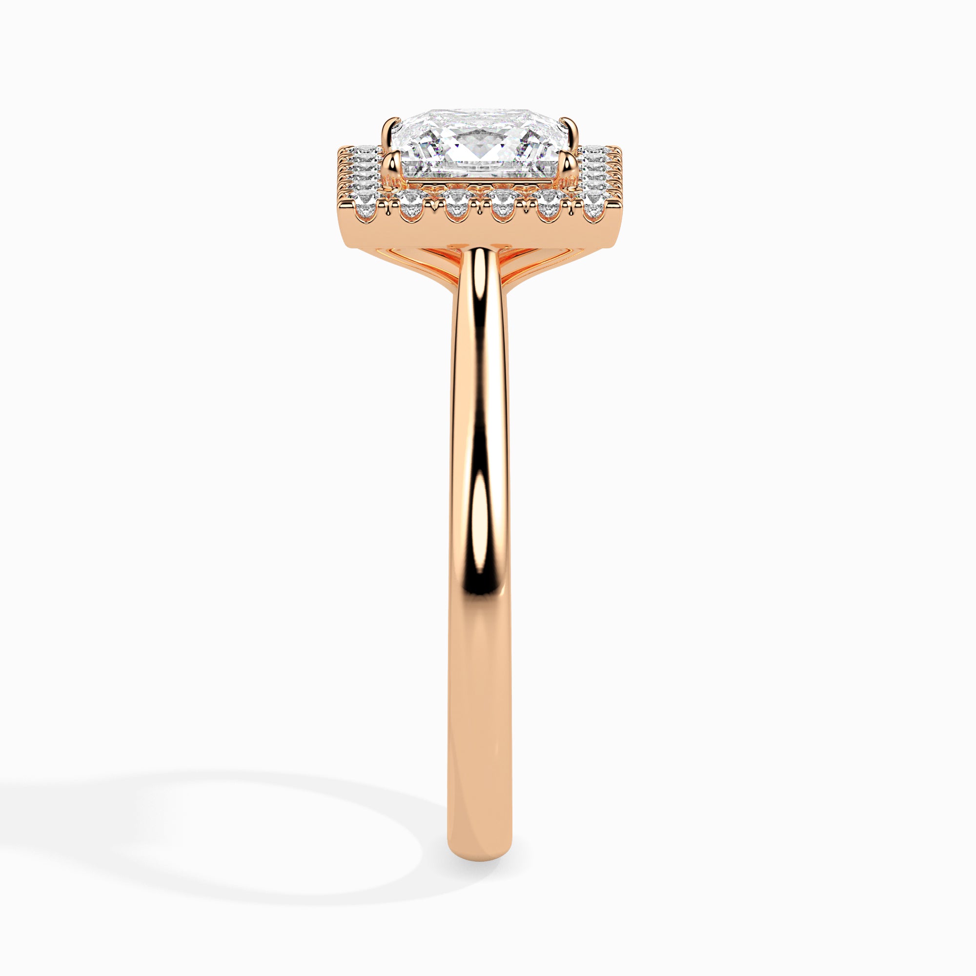 70-Pointer Princess Cut Solitaire Square Halo Diamond 18K Rose Gold Ring JL AU 19022R-B   Jewelove.US