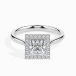 Load image into Gallery viewer, 50-Pointer Princess Cut Solitaire Square Halo Diamond Platinum Ring JL PT 19022-A   Jewelove.US

