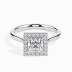 Load image into Gallery viewer, 1-Carat Princess Cut Solitaire Square Halo Diamond Platinum Ring JL PT 19022-C
