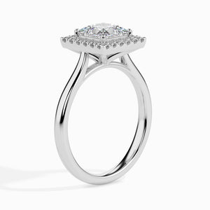 70-Pointer Princess Cut Solitaire Square Halo Diamond Platinum Ring JL PT 19022-B
