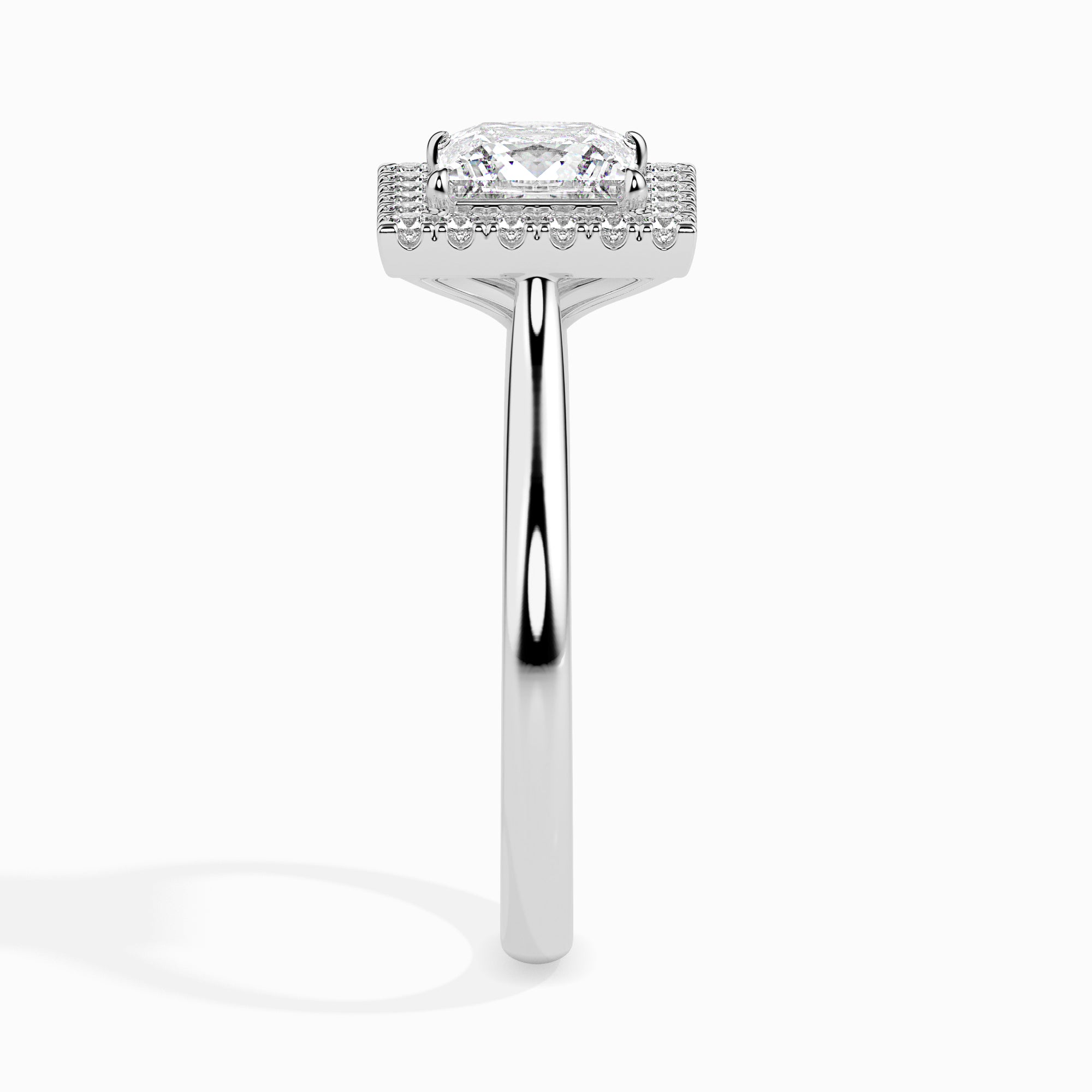 70-Pointer Princess Cut Solitaire Square Halo Diamond Platinum Ring JL PT 19022-B