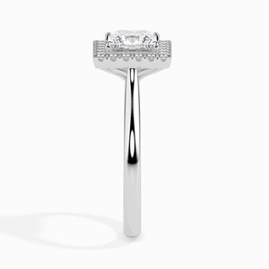 70-Pointer Princess Cut Solitaire Square Halo Diamond Platinum Ring JL PT 19022-B
