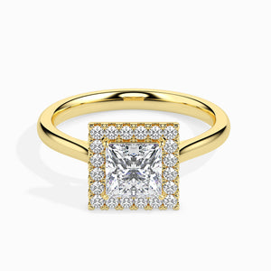 1-Carat Princess Cut Solitaire Square Halo Diamond 18K Yellow Gold Ring JL AU 19022Y-C