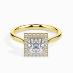 Load image into Gallery viewer, 70-Pointer Princess Cut Solitaire Square Halo Diamond 18K Yellow Gold Ring JL AU 19022Y-B   Jewelove.US

