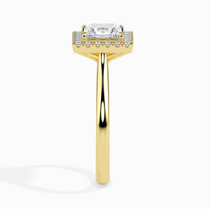 50-Pointer Princess Cut Solitaire Square Halo Diamond 18K Yellow Gold Ring JL AU 19022Y-A   Jewelove.US