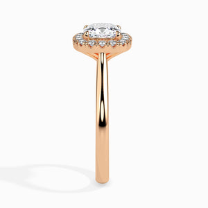 70-Pointer Cushion Cut Solitaire Halo Diamond 18K Rose Gold Ring JL AU 19023R-B   Jewelove.US