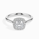 Load image into Gallery viewer, 30-Pointer Cushion Cut Solitaire Halo Diamond Platinum Engagement Ring JL PT 19023   Jewelove.US
