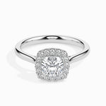 Load image into Gallery viewer, 70-Pointer Cushion Cut Solitaire Halo Diamond Platinum Engagement Ring JL PT 19023-B
