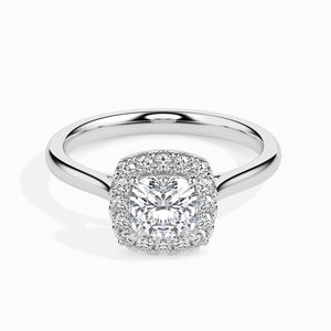 70-Pointer Cushion Cut Solitaire Halo Diamond Platinum Engagement Ring JL PT 19023-B