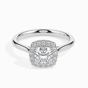 30-Pointer Cushion Cut Solitaire Halo Diamond Platinum Engagement Ring JL PT 19023