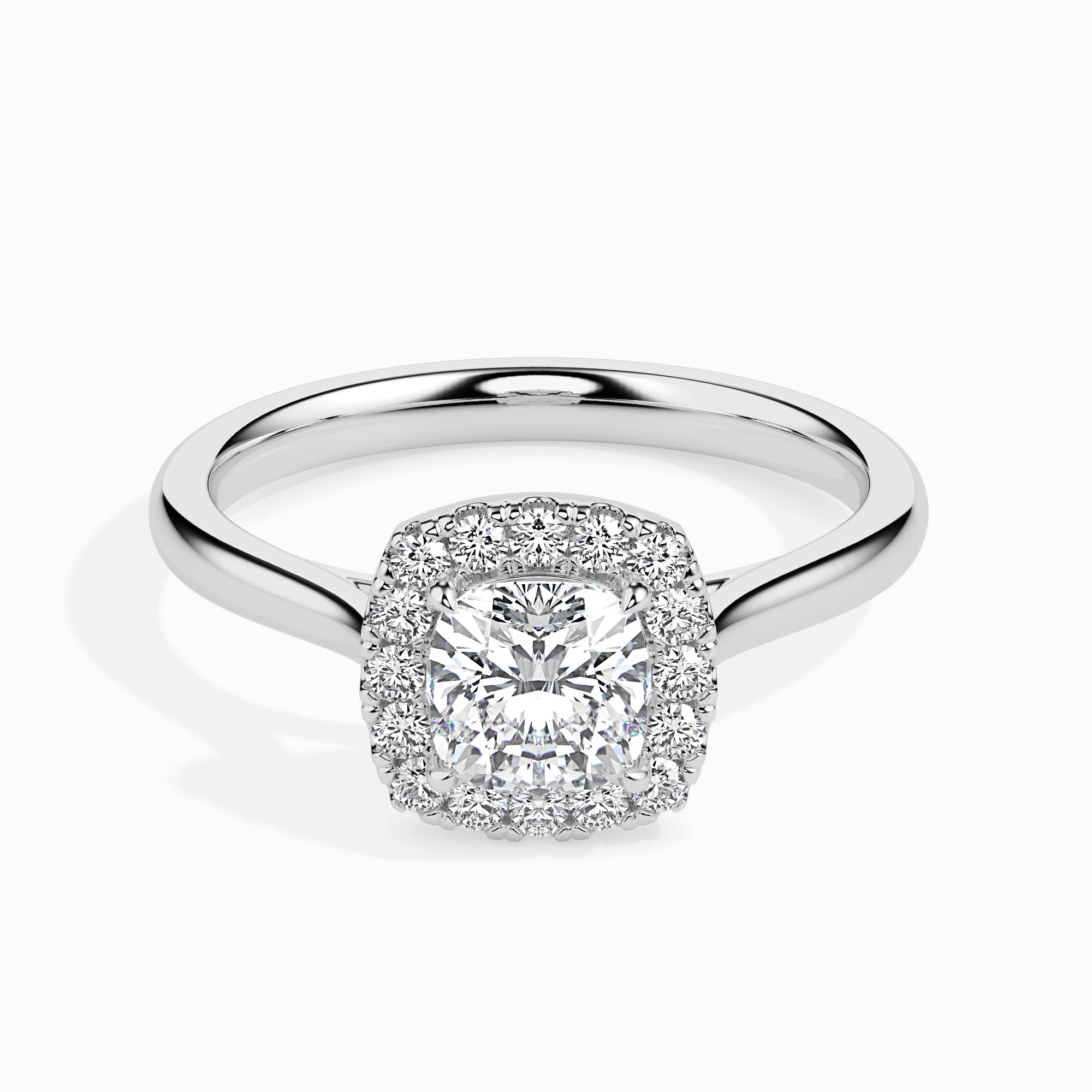 50-Pointer Cushion Cut Solitaire Halo Diamond Platinum Engagement Ring JL PT 19023-A