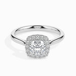 Load image into Gallery viewer, 50-Pointer Cushion Cut Solitaire Halo Diamond Platinum Engagement Ring JL PT 19023-A
