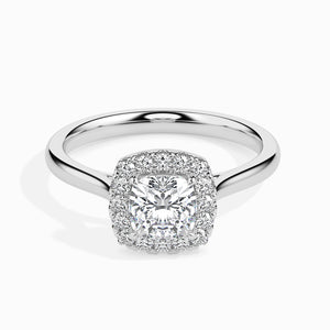 50-Pointer Cushion Cut Solitaire Halo Diamond Platinum Engagement Ring JL PT 19023-A