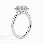 Load image into Gallery viewer, 50-Pointer Cushion Cut Solitaire Halo Diamond Platinum Engagement Ring JL PT 19023-A
