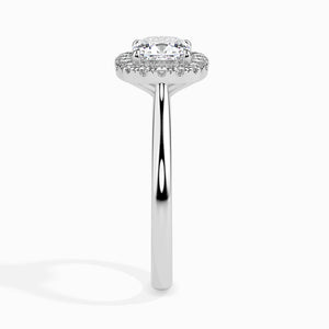 30-Pointer Cushion Cut Solitaire Halo Diamond Platinum Engagement Ring JL PT 19023