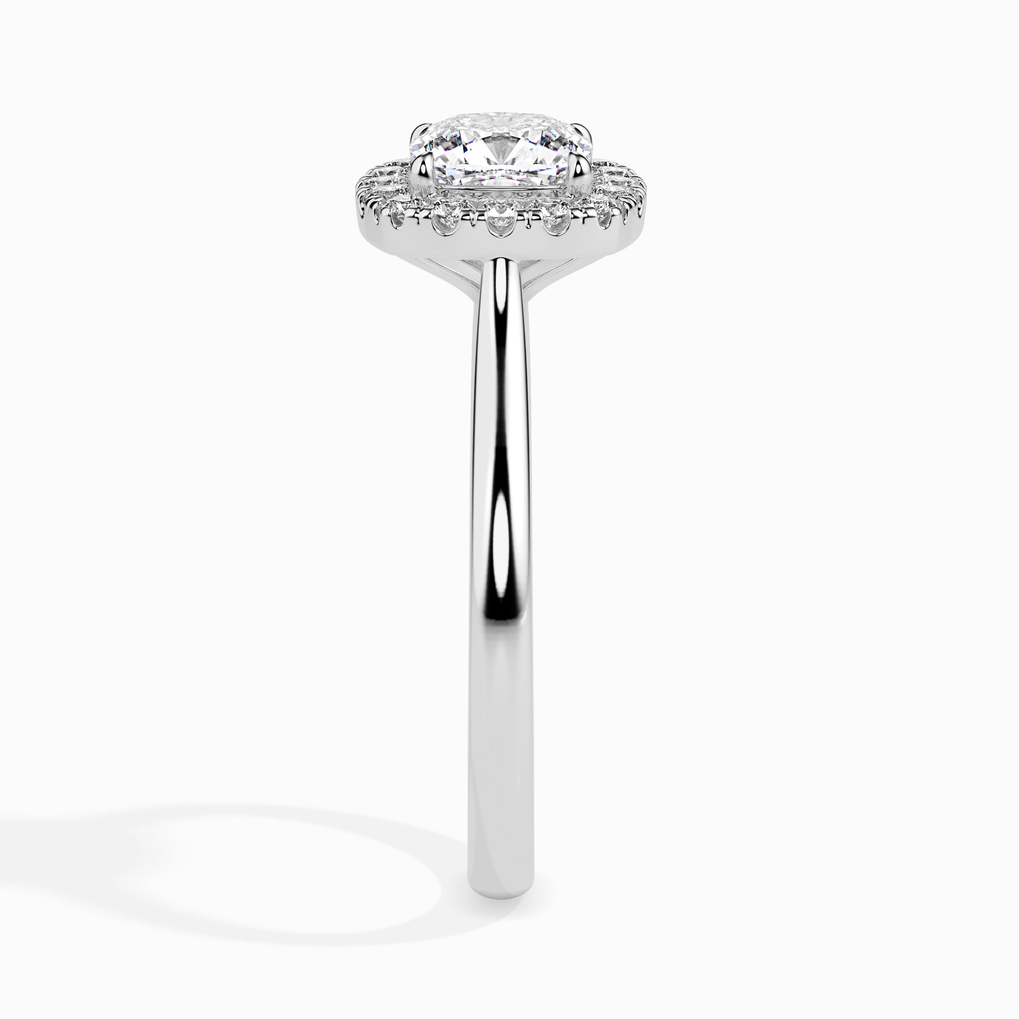 50-Pointer Cushion Cut Solitaire Halo Diamond Platinum Engagement Ring JL PT 19023-A