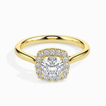 Load image into Gallery viewer, 50-Pointer Cushion Cut Solitaire Halo Diamond 18K Yellow Gold Ring JL AU 19023Y-A
