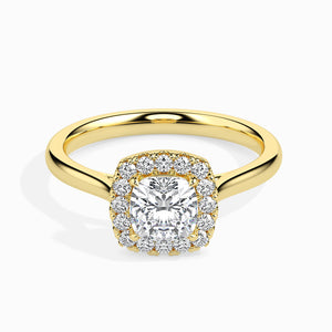 50-Pointer Cushion Cut Solitaire Halo Diamond 18K Yellow Gold Ring JL AU 19023Y-A   Jewelove.US