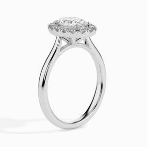30-Pointer Oval Cut Solitaire Halo Diamond Platinum Ring JL PT 19024   Jewelove.US