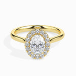 Load image into Gallery viewer, 50-Pointer Oval Cut Solitaire Halo Diamond 18K Yellow Gold Ring JL AU 19024Y-A
