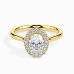 Load image into Gallery viewer, 70-Pointer Oval Cut Solitaire Halo Diamond 18K Yellow Gold Ring JL AU 19024Y-B   Jewelove.US
