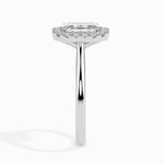 Load image into Gallery viewer, 70-Pointer Emerald Cut Solitaire Halo Diamond Platinum Ring JL PT 19025-B
