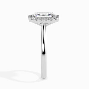 70-Pointer Emerald Cut Solitaire Halo Diamond Platinum Ring JL PT 19025-B