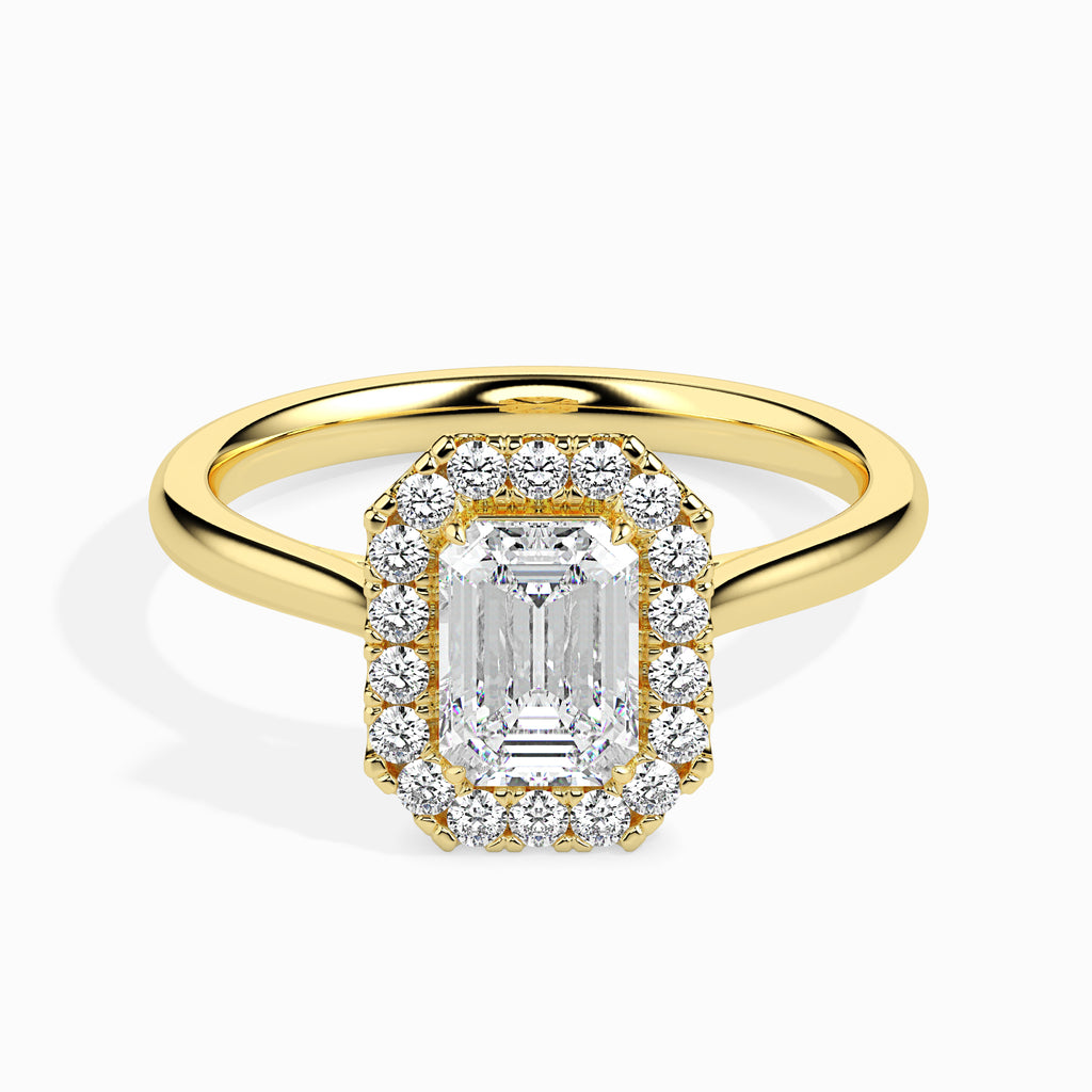 30-Pointer Emerald Cut Solitaire Halo Diamond 18K Yellow Gold Ring JL AU 19025Y   Jewelove.US